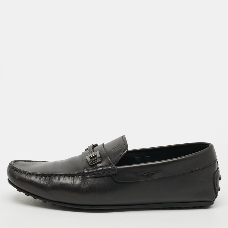 Tod's Size 41.5 Black Leather Penny Loafers